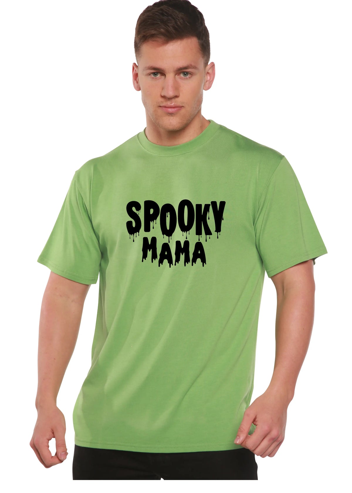 Spooky Mama Halloween Men's Bamboo Viscose/Organic Cotton Short Sleeve Graphic T-Shirt Spun Bamboo