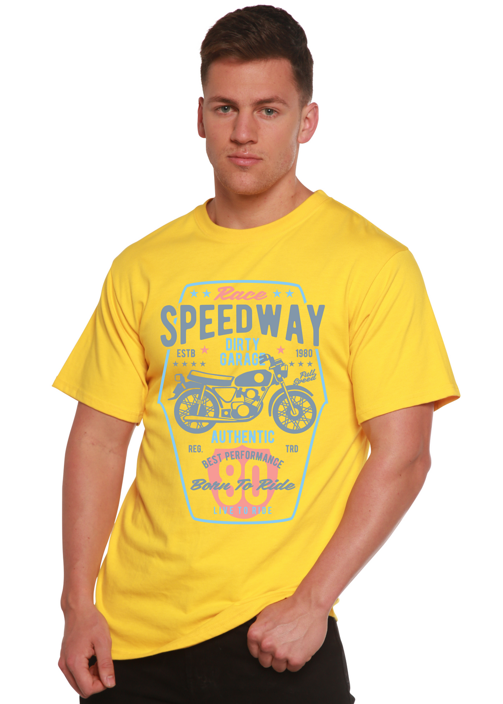 Speedway Motorcycle Spun Bamboo® Men's Bamboo Viscose/Organic Cotton Short Sleeve Graphic T-Shirt Spun Bamboo