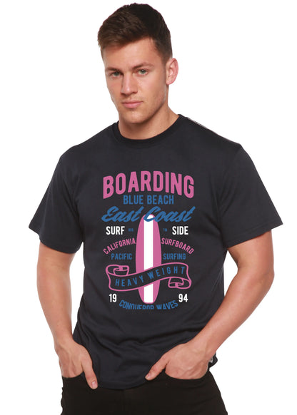 Boarding Blue Beach Men's Bamboo Viscose/Organic Cotton Short Sleeve Graphic T-Shirt Spun Bamboo