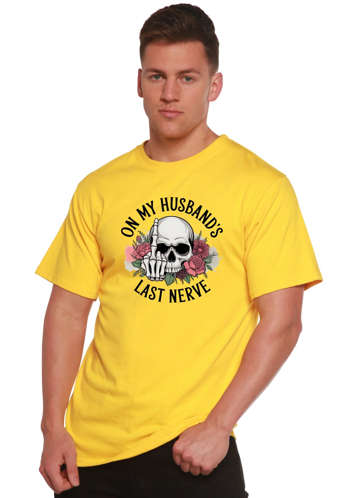 On My Husbands Last Nerve Sublimation Unisex Bamboo/Cotton Graphic T-Shirt Spun Bamboo