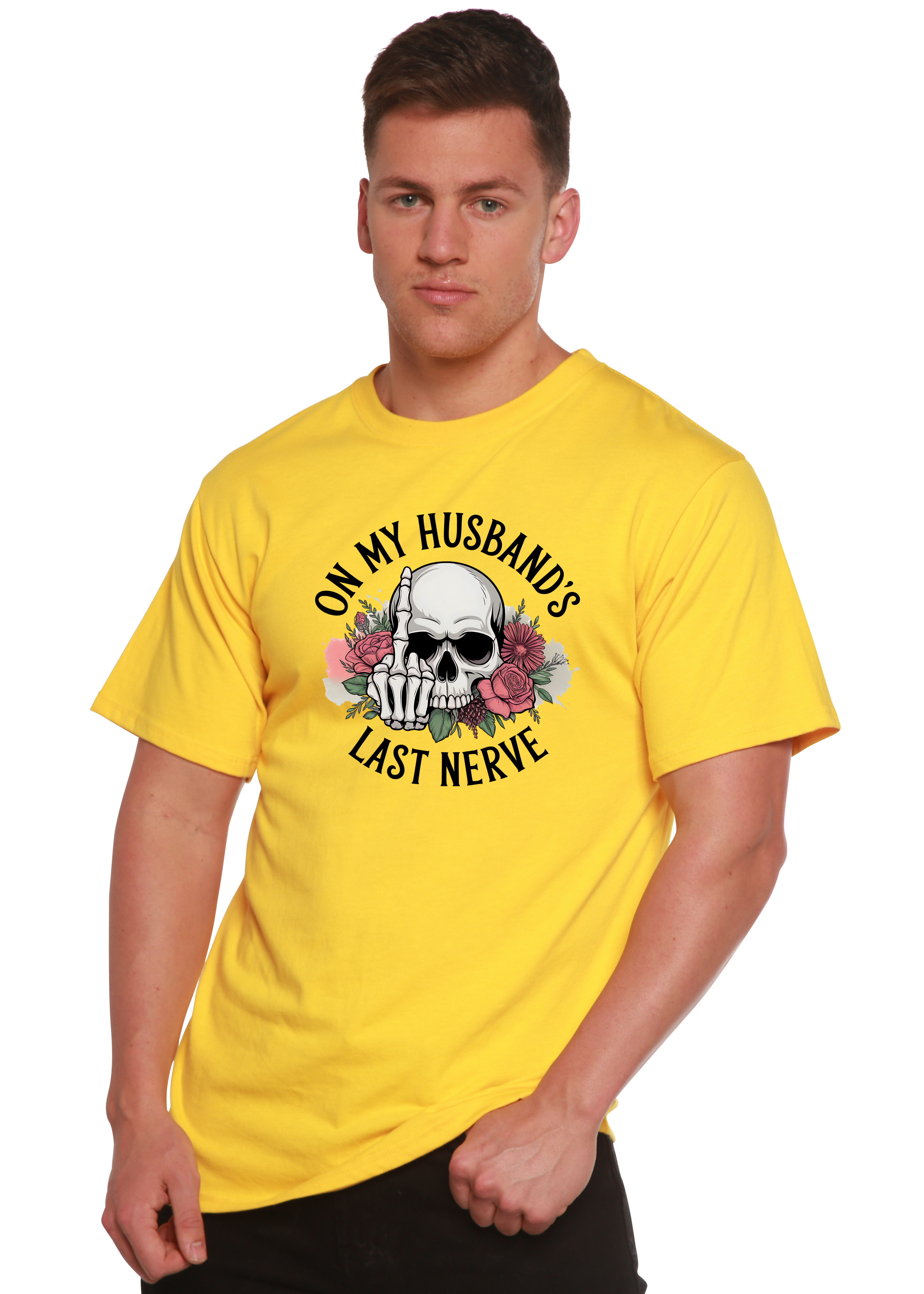 On My Husbands Last Nerve Sublimation Unisex Bamboo/Cotton Graphic T-Shirt Spun Bamboo