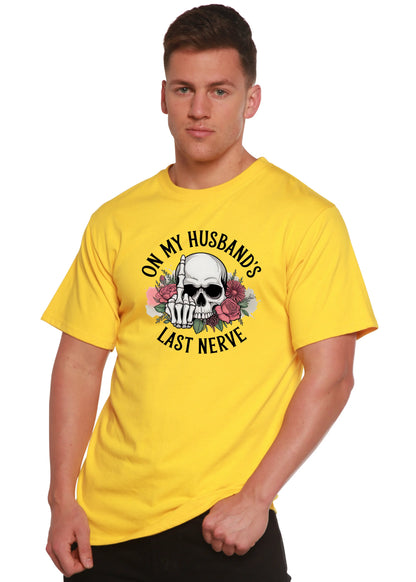 On My Husbands Last Nerve Sublimation Unisex Bamboo/Cotton Graphic T-Shirt Spun Bamboo