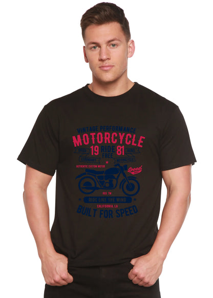 Motorcycle Ride Free Men's Bamboo Viscose/Organic Cotton Short Sleeve Graphic T-Shirt Spun Bamboo