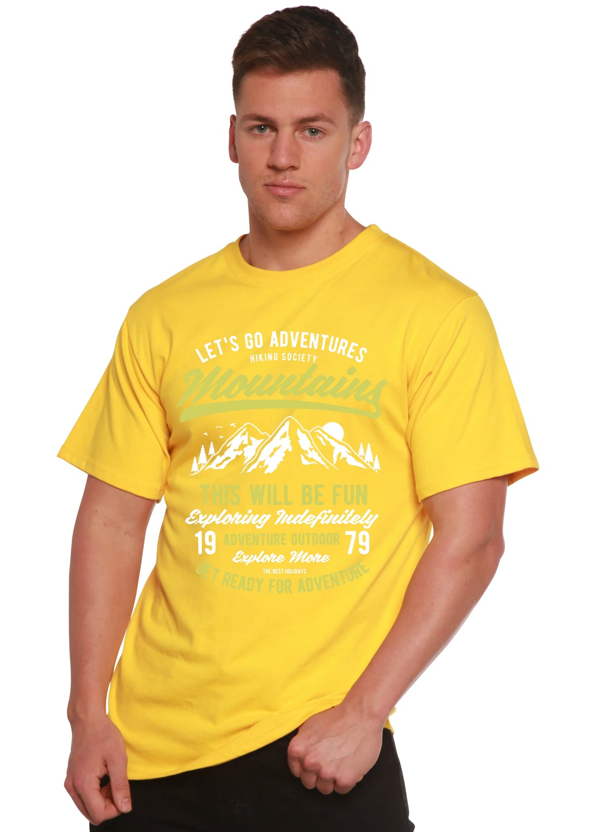 Let's Go Adventure Men's Bamboo Viscose/Organic Cotton Short Sleeve Graphic T-Shirt Spun Bamboo