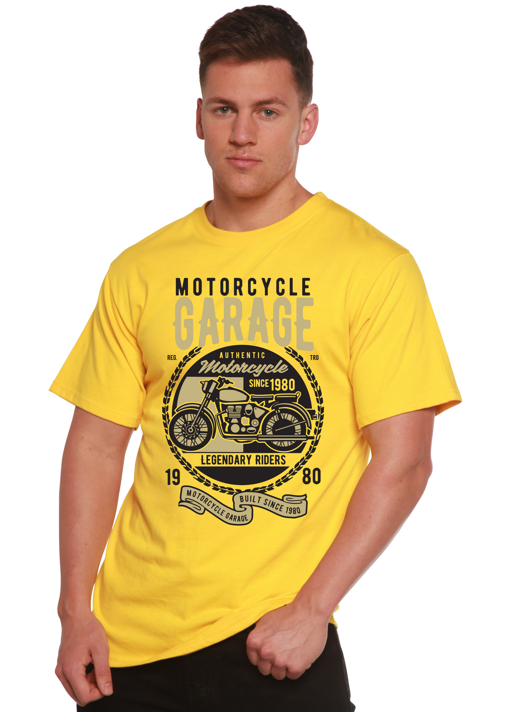 Motorcycle Garage Men's Bamboo Viscose/Organic Cotton Short Sleeve Graphic T-Shirt Spun Bamboo