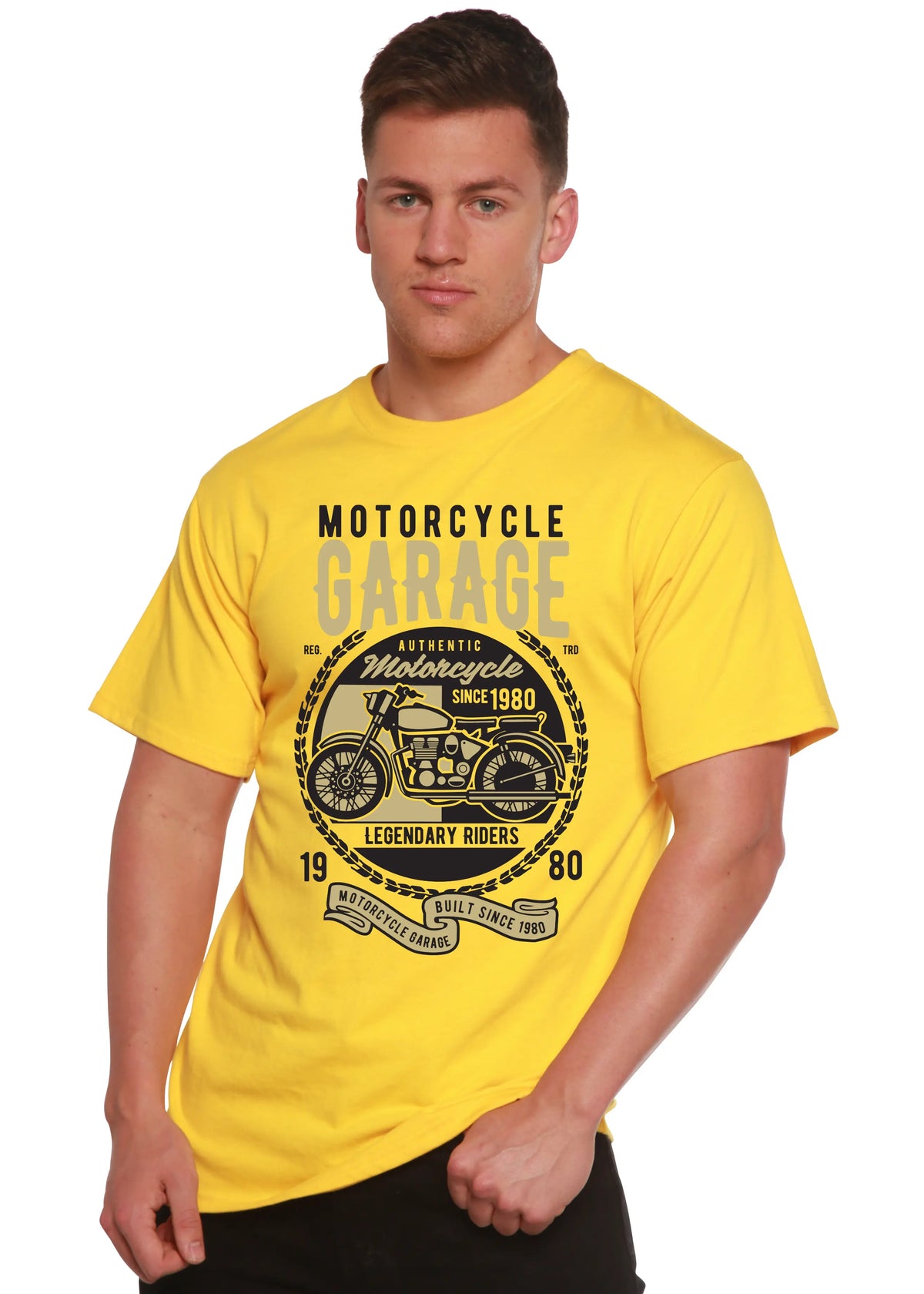 Motorcycle Garage Men's Bamboo Viscose/Organic Cotton Short Sleeve Graphic T-Shirt Spun Bamboo