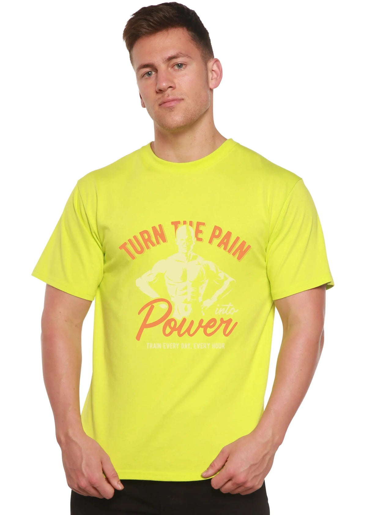 Turn The Pain Men's Bamboo Viscose/Organic Cotton Short Sleeve Graphic T-Shirt Spun Bamboo