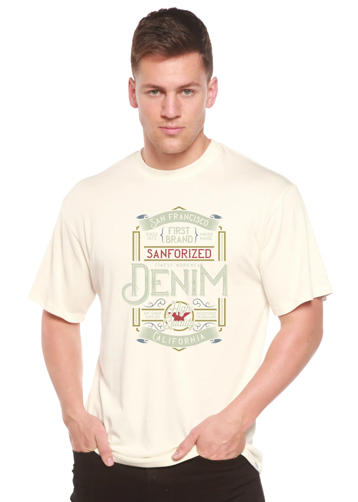 Denim California Men's Bamboo Viscose/Organic Cotton Short Sleeve Graphic T-Shirt Spun Bamboo