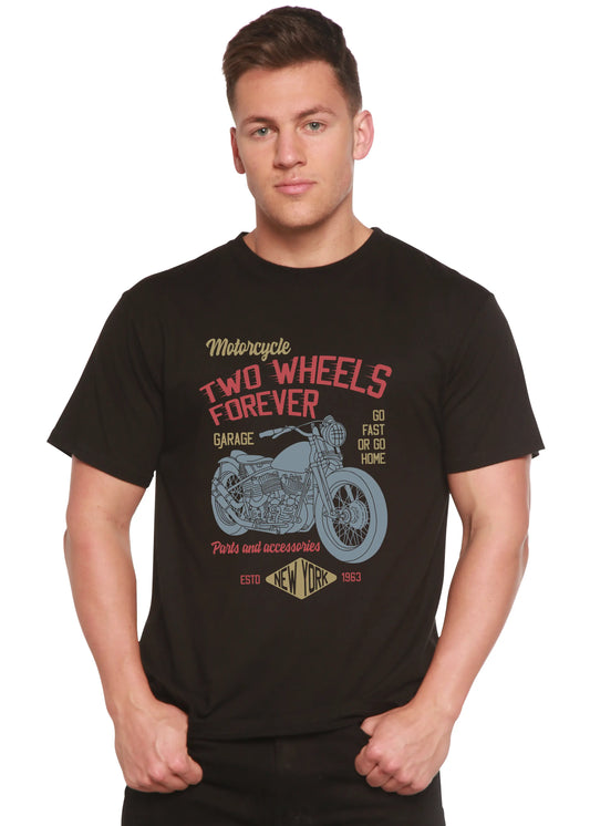 Two Wheels Forever Men's Bamboo Viscose/Organic Cotton Short Sleeve Graphic T-Shirt Spun Bamboo