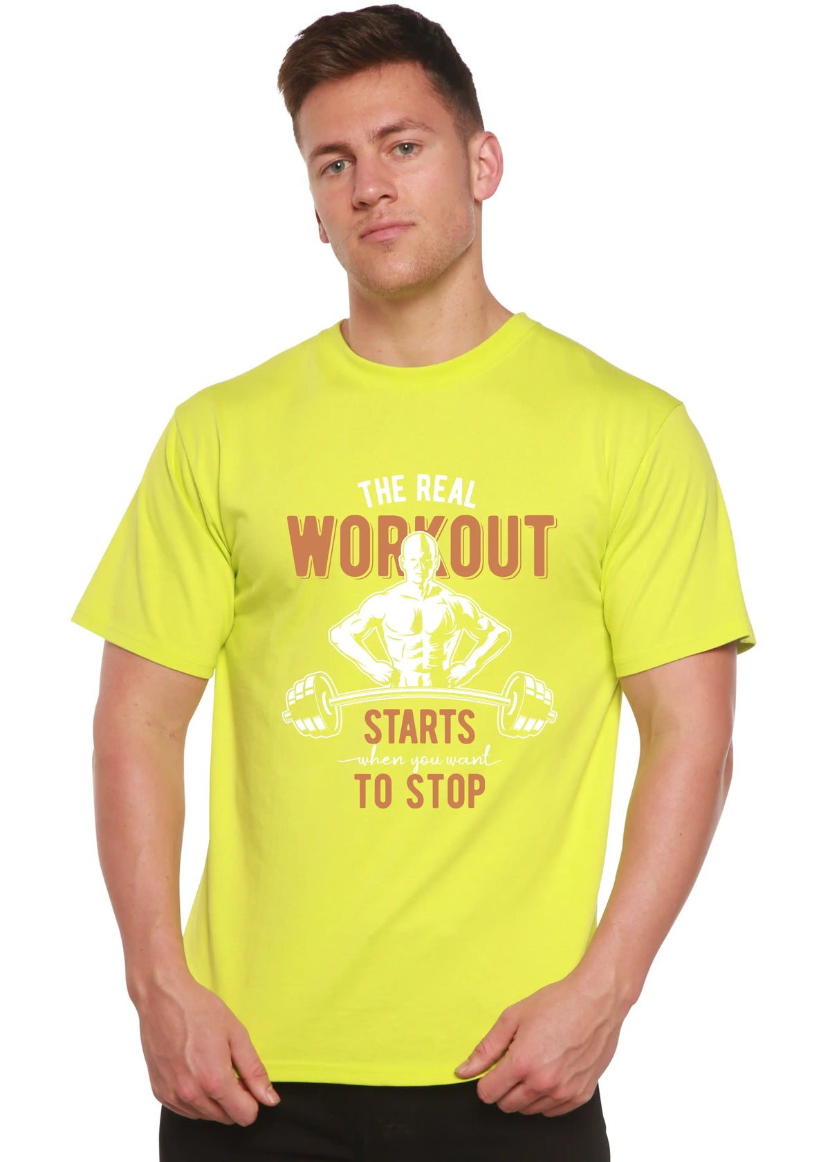 The Real Workout Men's Bamboo Viscose/Organic Cotton Short Sleeve Graphic T-Shirt Spun Bamboo