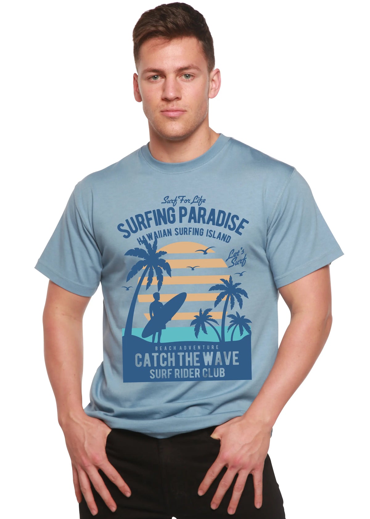 Surfing Paradis Spun Bamboo® Men's Bamboo Viscose/Organic Cotton Short Sleeve Graphic T-Shirt Spun Bamboo