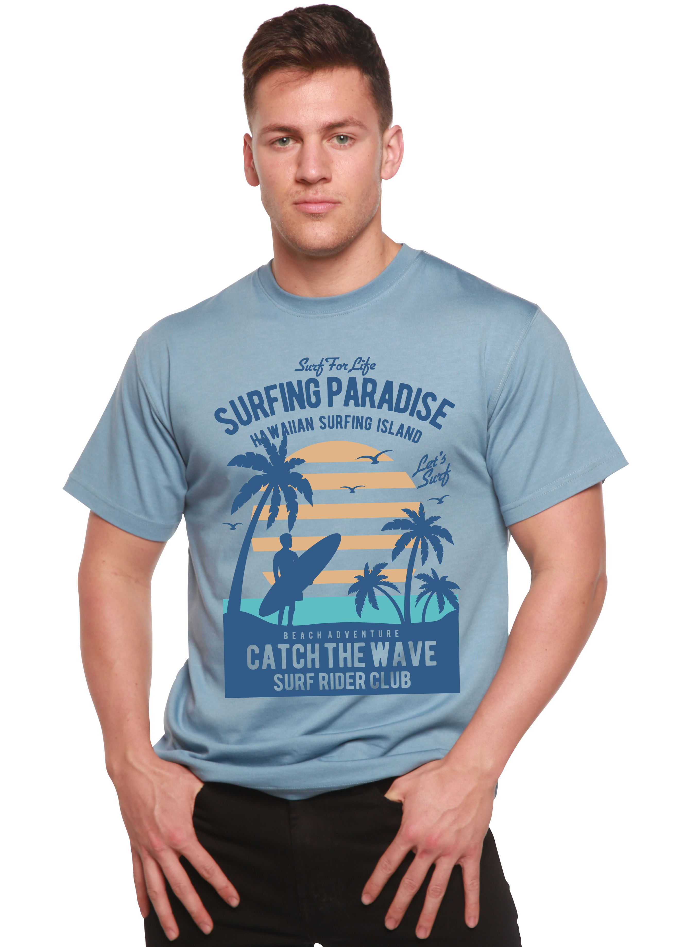Surfing Paradis Spun Bamboo® Men's Bamboo Viscose/Organic Cotton Short Sleeve Graphic T-Shirt Spun Bamboo