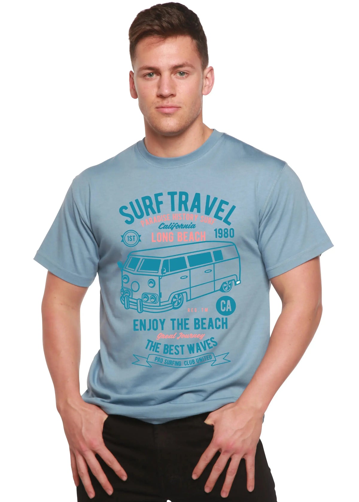Surf Travel Spun Bamboo® Men's Bamboo Viscose/Organic Cotton Short Sleeve Graphic T-Shirt Spun Bamboo