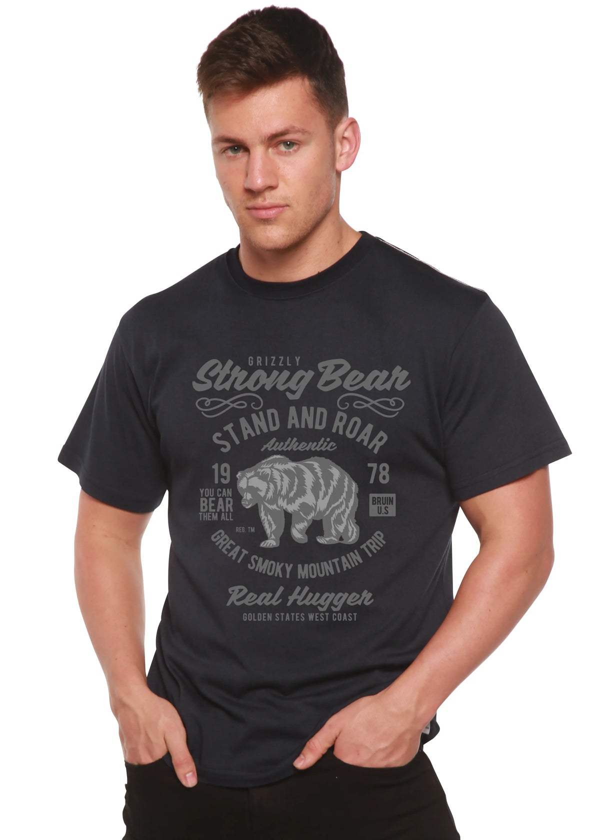 Strong Bear Spun Bamboo® Men's Bamboo Viscose/Organic Cotton Short Sleeve Graphic T-Shirt Spun Bamboo