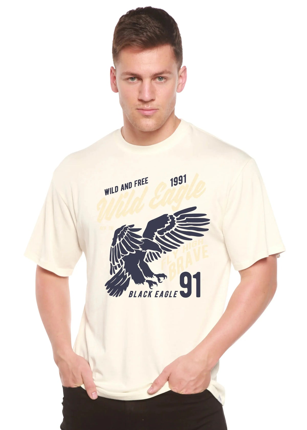 Wild Eagle Spun Bamboo® Men's Bamboo Viscose/Organic Cotton Short Sleeve Graphic T-Shirt Spun Bamboo
