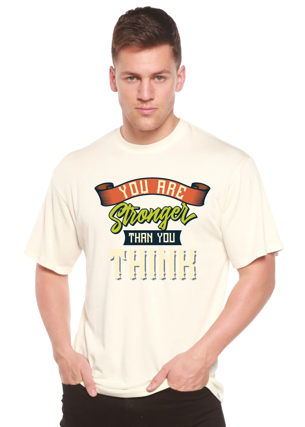 You Are Stronger Than You Think Men's Bamboo Viscose/Organic Cotton Short Sleeve Graphic T-Shirt Spun Bamboo