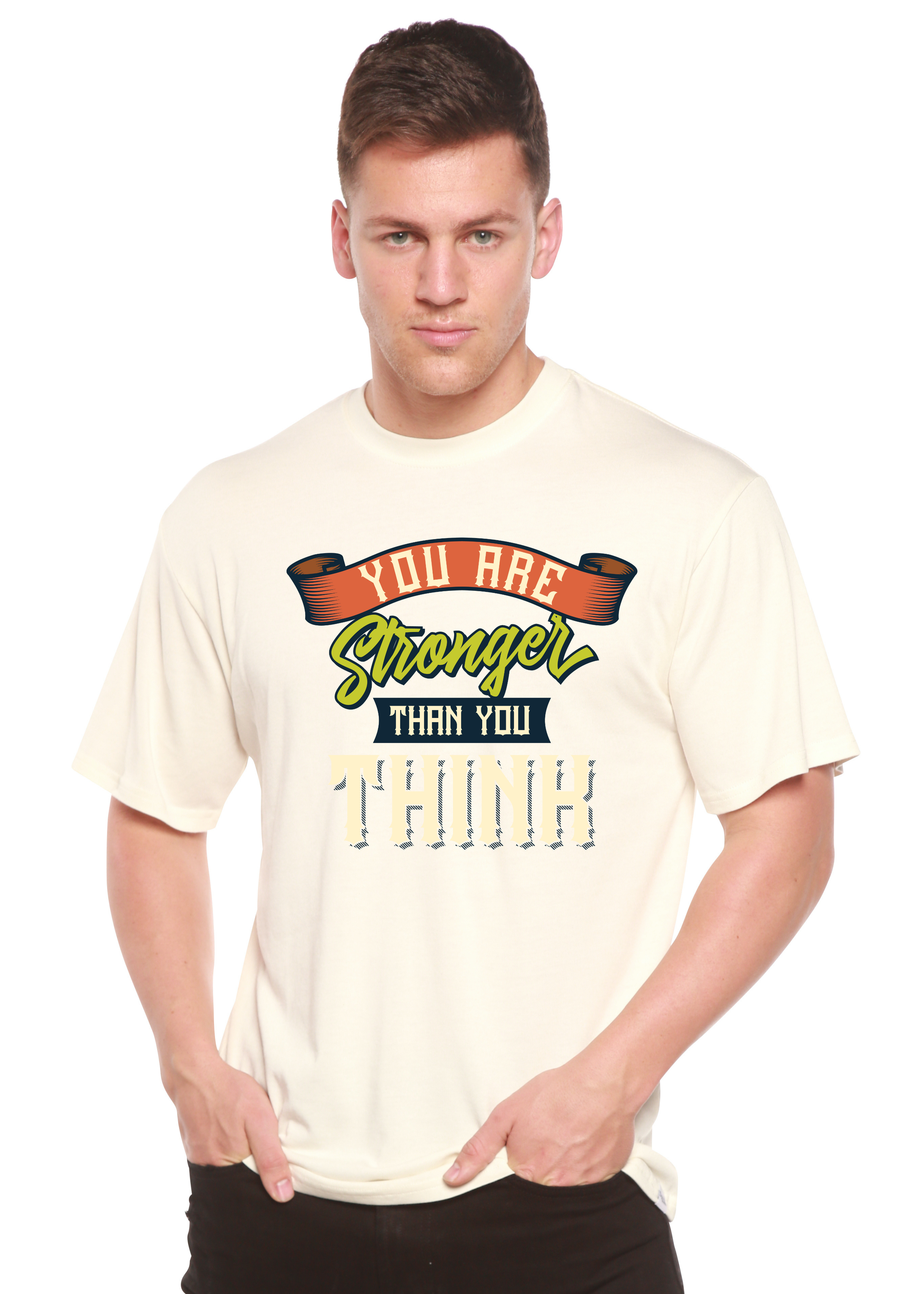 You Are Stronger Than You Think Men's Bamboo Viscose/Organic Cotton Short Sleeve Graphic T-Shirt Spun Bamboo