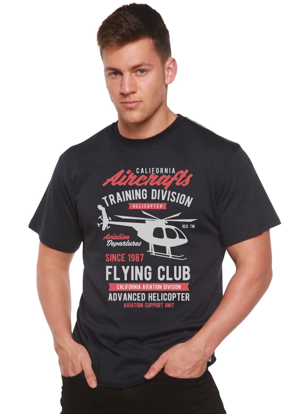 California Aircraft Men's Bamboo Viscose/Organic Cotton Short Sleeve Graphic T-Shirt Spun Bamboo