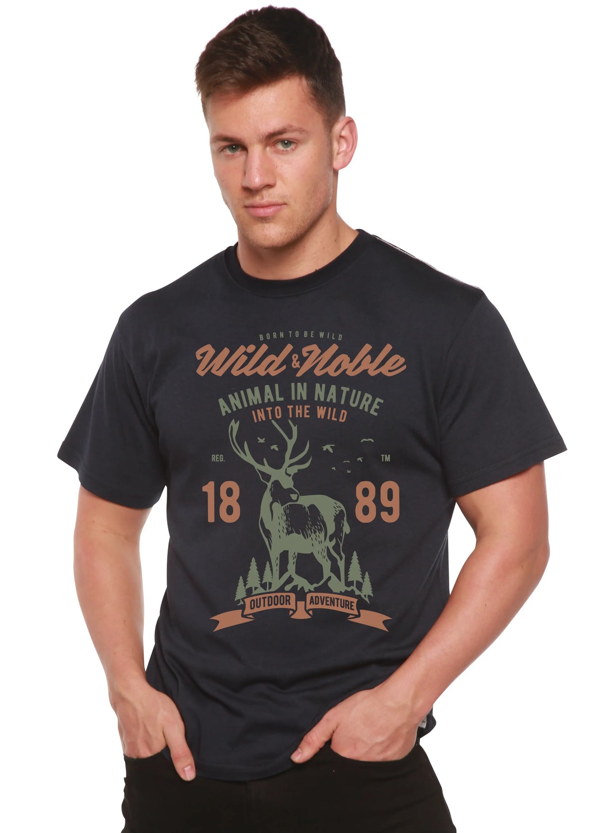 Wild And Noble Spun Bamboo® Men's Bamboo Viscose/Organic Cotton Short Sleeve Graphic T-Shirt Spun Bamboo
