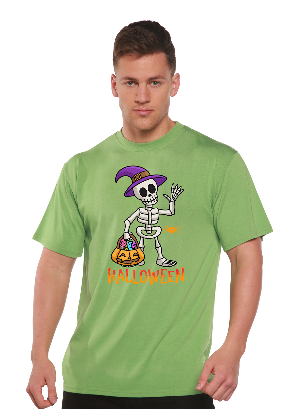 Happy Halloween Unisex Bamboo Viscose/Organic Cotton Short Sleeve Graphic T-Shirt Spun Bamboo