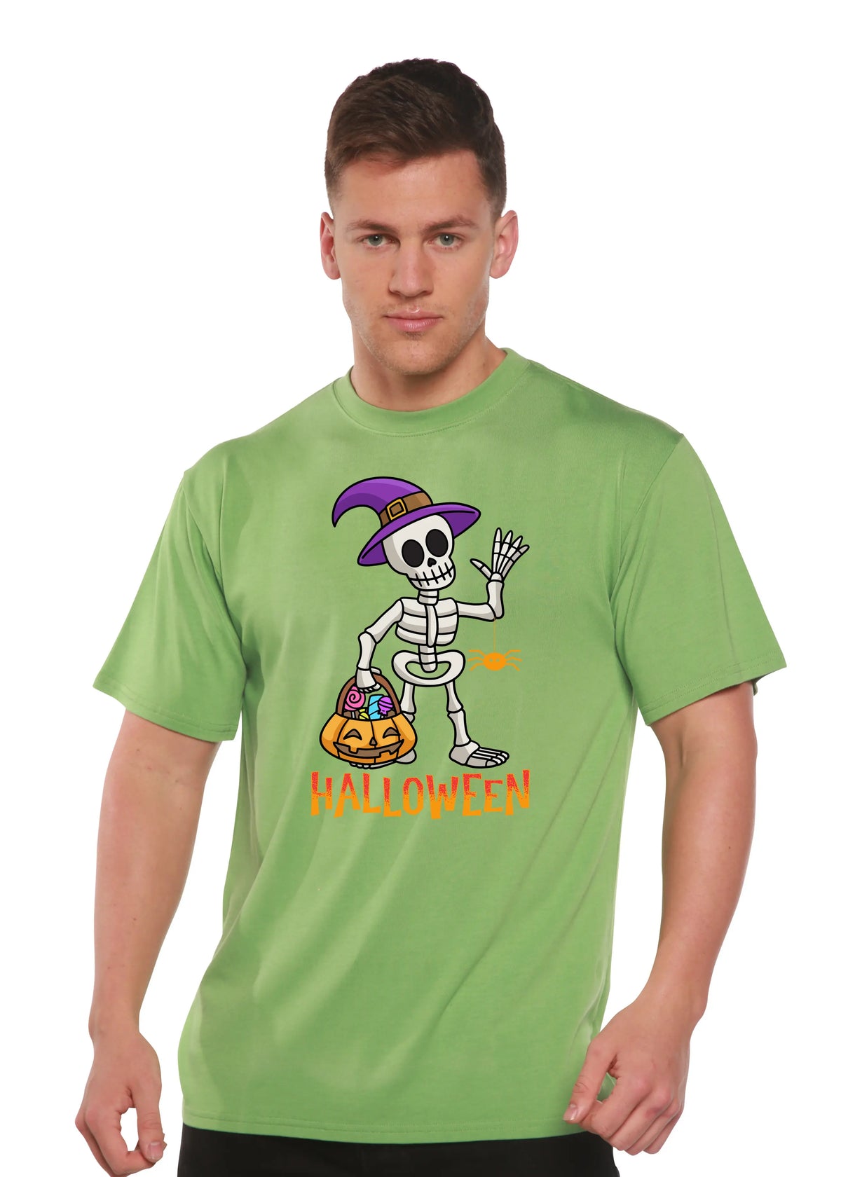 Happy Halloween Unisex Bamboo Viscose/Organic Cotton Short Sleeve Graphic T-Shirt Spun Bamboo