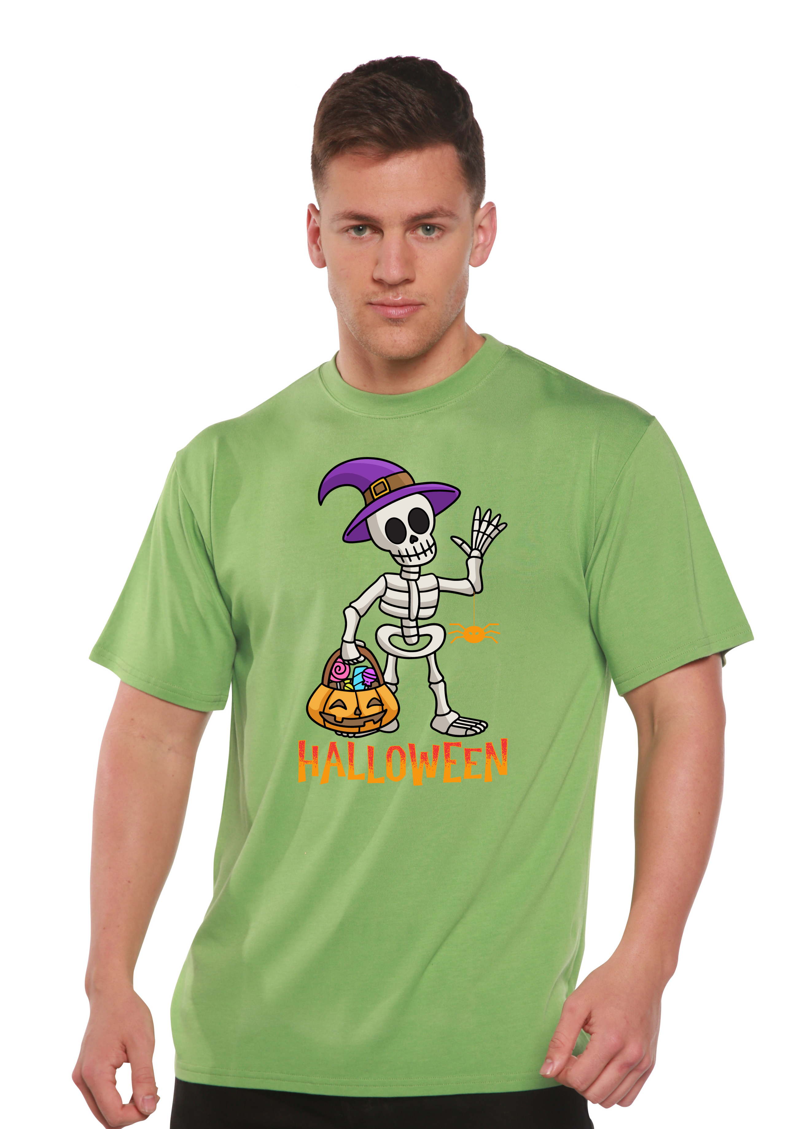 Happy Halloween Unisex Bamboo Viscose/Organic Cotton Short Sleeve Graphic T-Shirt Spun Bamboo