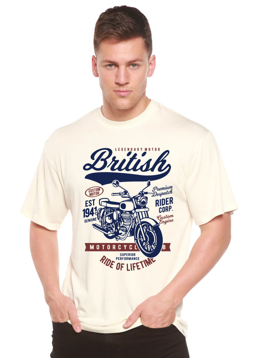 British Motorcycle Men's Bamboo Viscose/Organic Cotton Short Sleeve Graphic T-Shirt Spun Bamboo