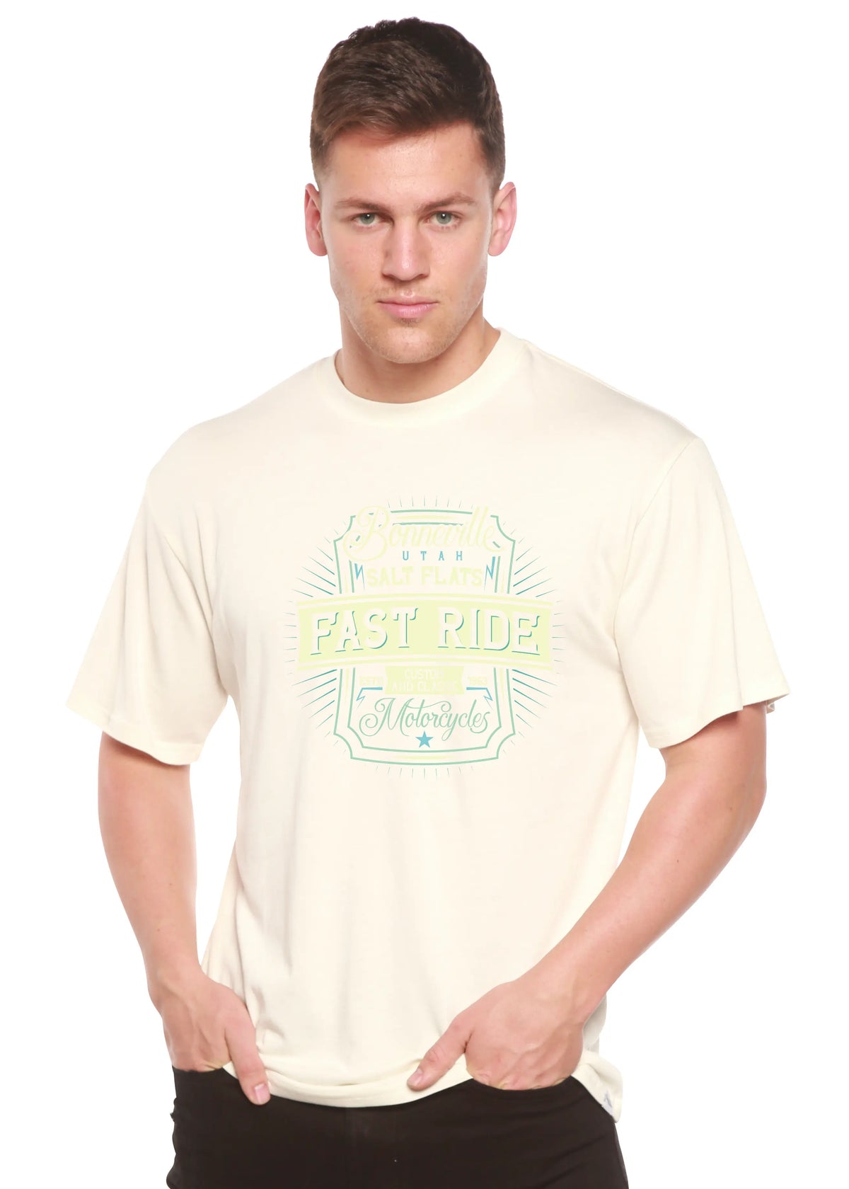 Fast Ride Men's Bamboo Viscose/Organic Cotton Short Sleeve Graphic T-Shirt Spun Bamboo