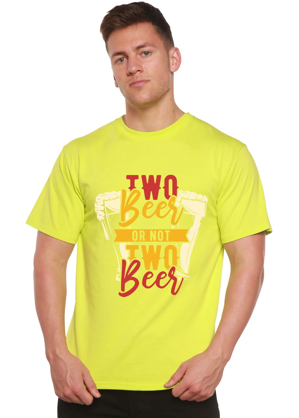 Two Beer Men's Bamboo Viscose/Organic Cotton Short Sleeve Graphic T-Shirt Spun Bamboo