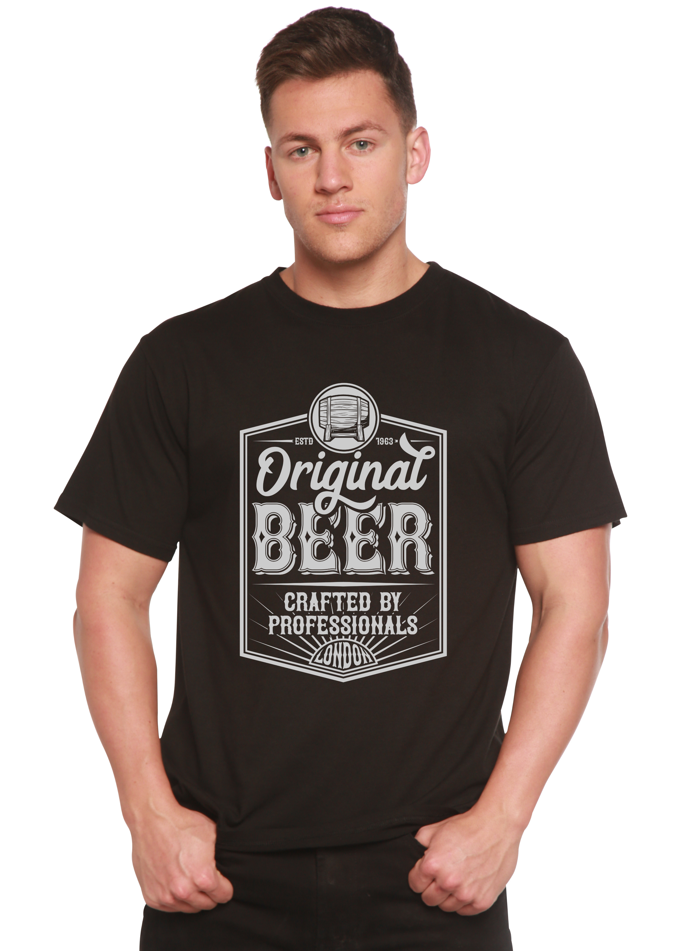 Original Beer Men's Bamboo Viscose/Organic Cotton Short Sleeve Graphic T-Shirt Spun Bamboo
