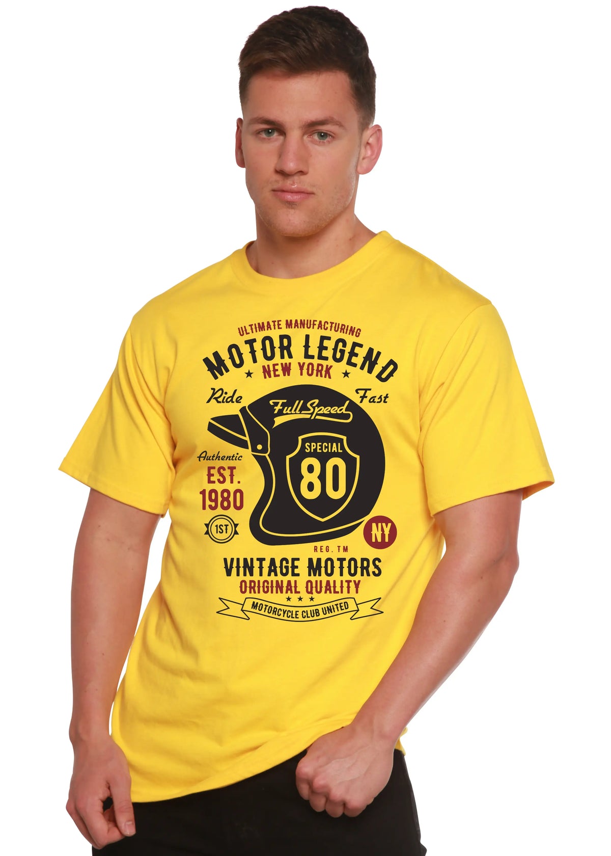 Motor Legend Helmet Men's Bamboo Viscose/Organic Cotton Short Sleeve Graphic T-Shirt Spun Bamboo