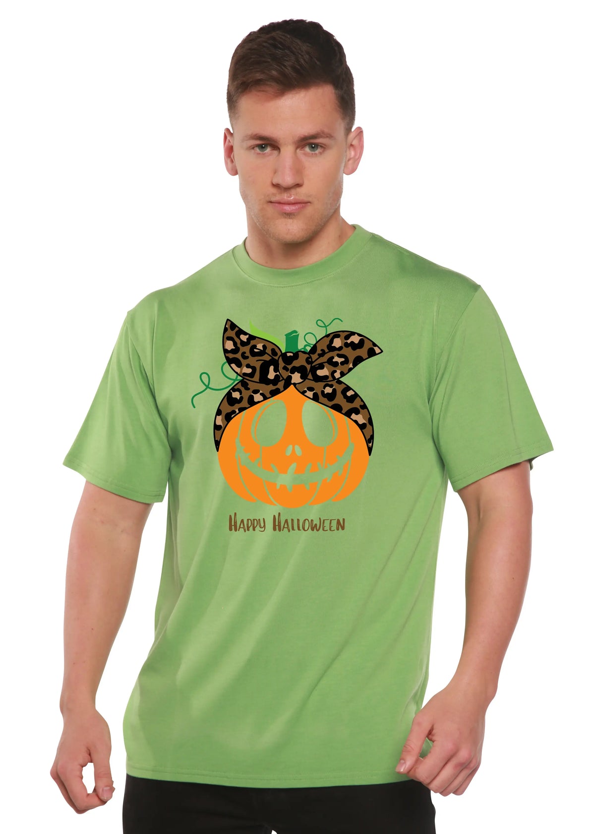 Happy Halloween Men's Bamboo Viscose/Organic Cotton Short Sleeve Graphic T-Shirt Spun Bamboo