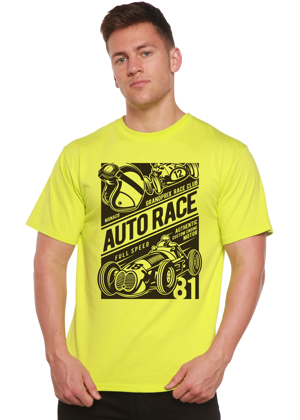 Auto Race Men's Bamboo Viscose/Organic Cotton Short Sleeve Graphic T-Shirt Spun Bamboo