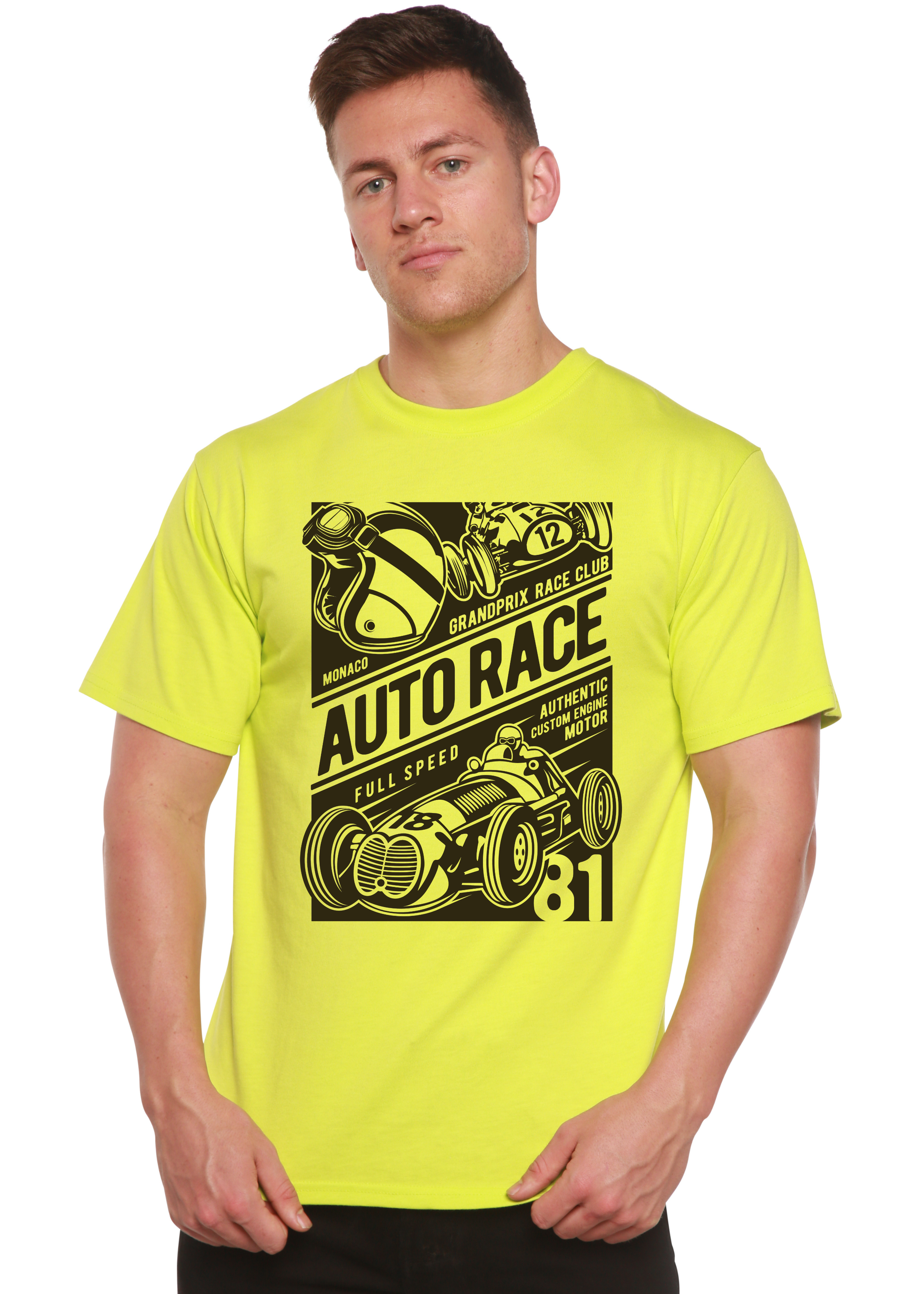 Auto Race Men's Bamboo Viscose/Organic Cotton Short Sleeve Graphic T-Shirt Spun Bamboo