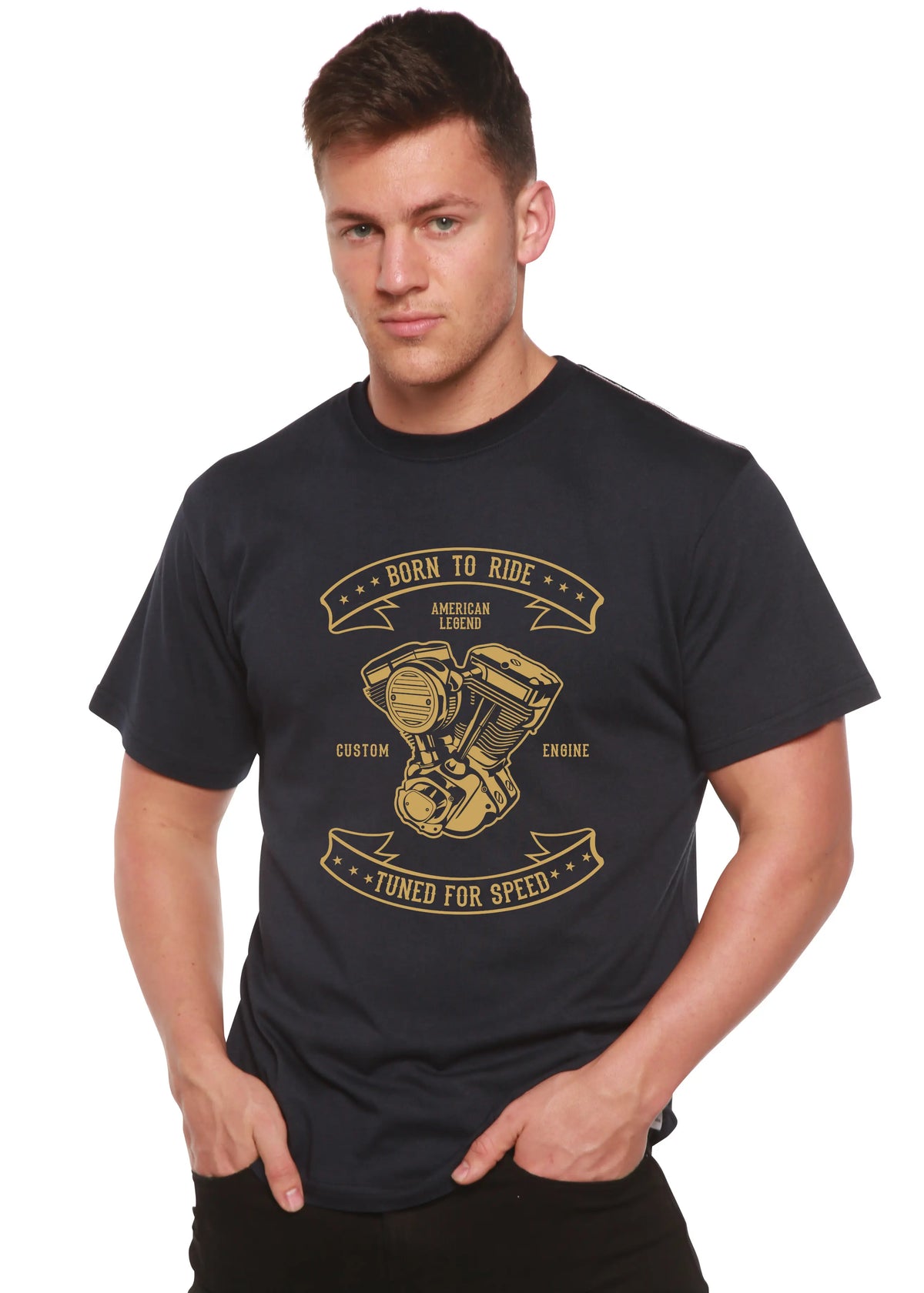Born To Ride Men's Bamboo Viscose/Organic Cotton Short Sleeve Graphic T-Shirt Spun Bamboo