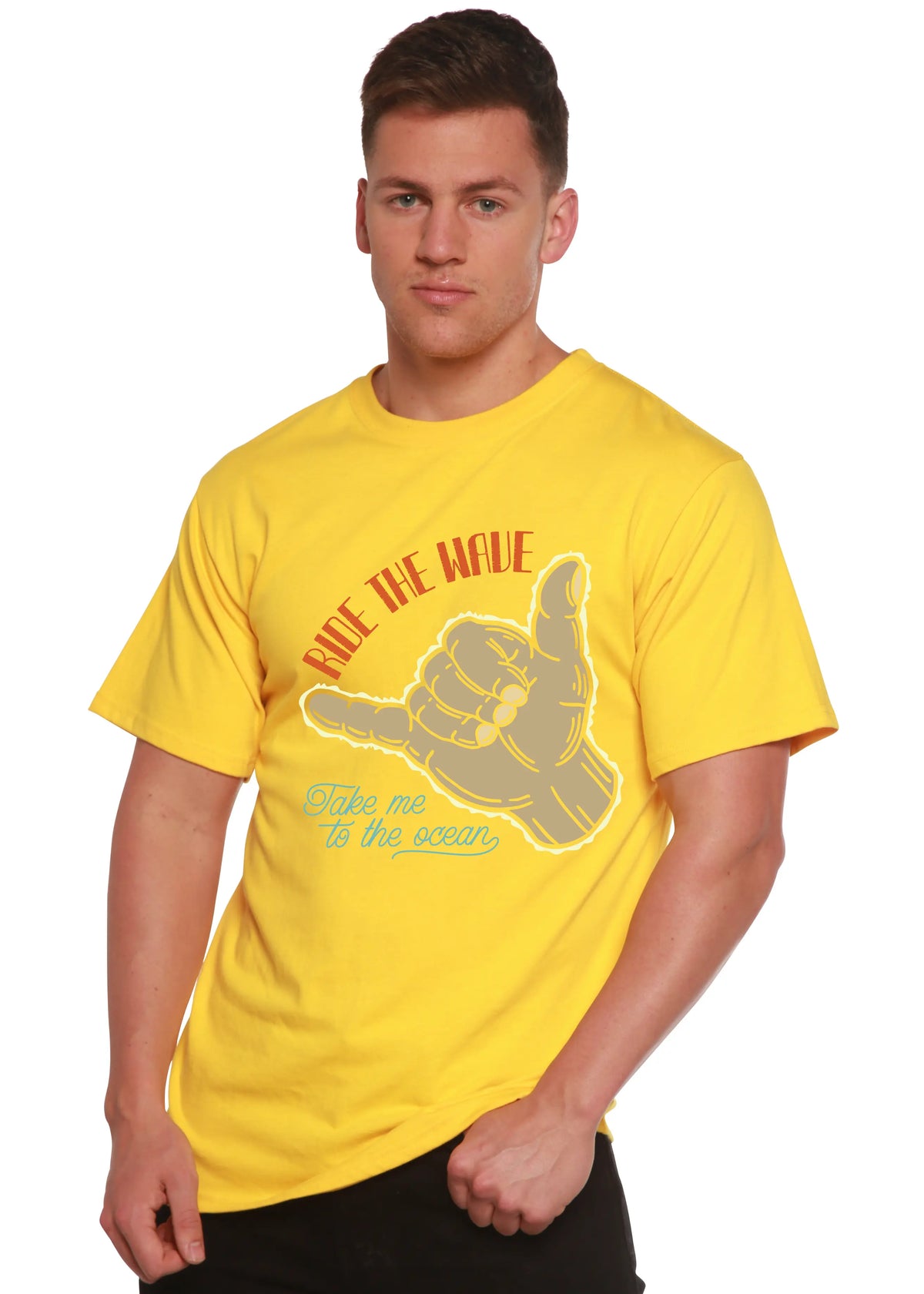 Ride The Wave Men's Bamboo Viscose/Organic Cotton Short Sleeve Graphic T-Shirt Spun Bamboo
