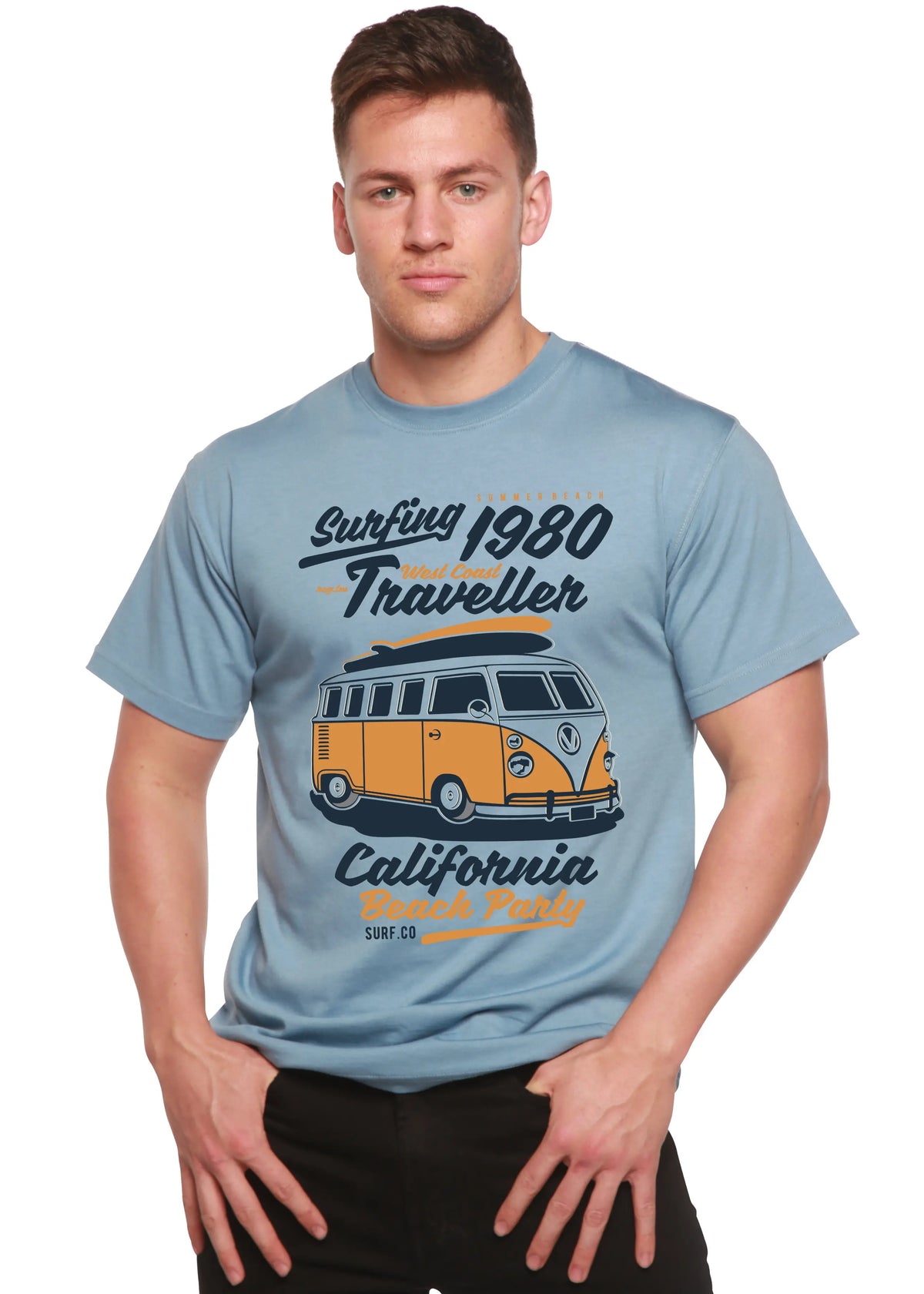 Surfing 1980 Spun Bamboo® Men's Bamboo Viscose/Organic Cotton Short Sleeve Graphic T-Shirt Spun Bamboo
