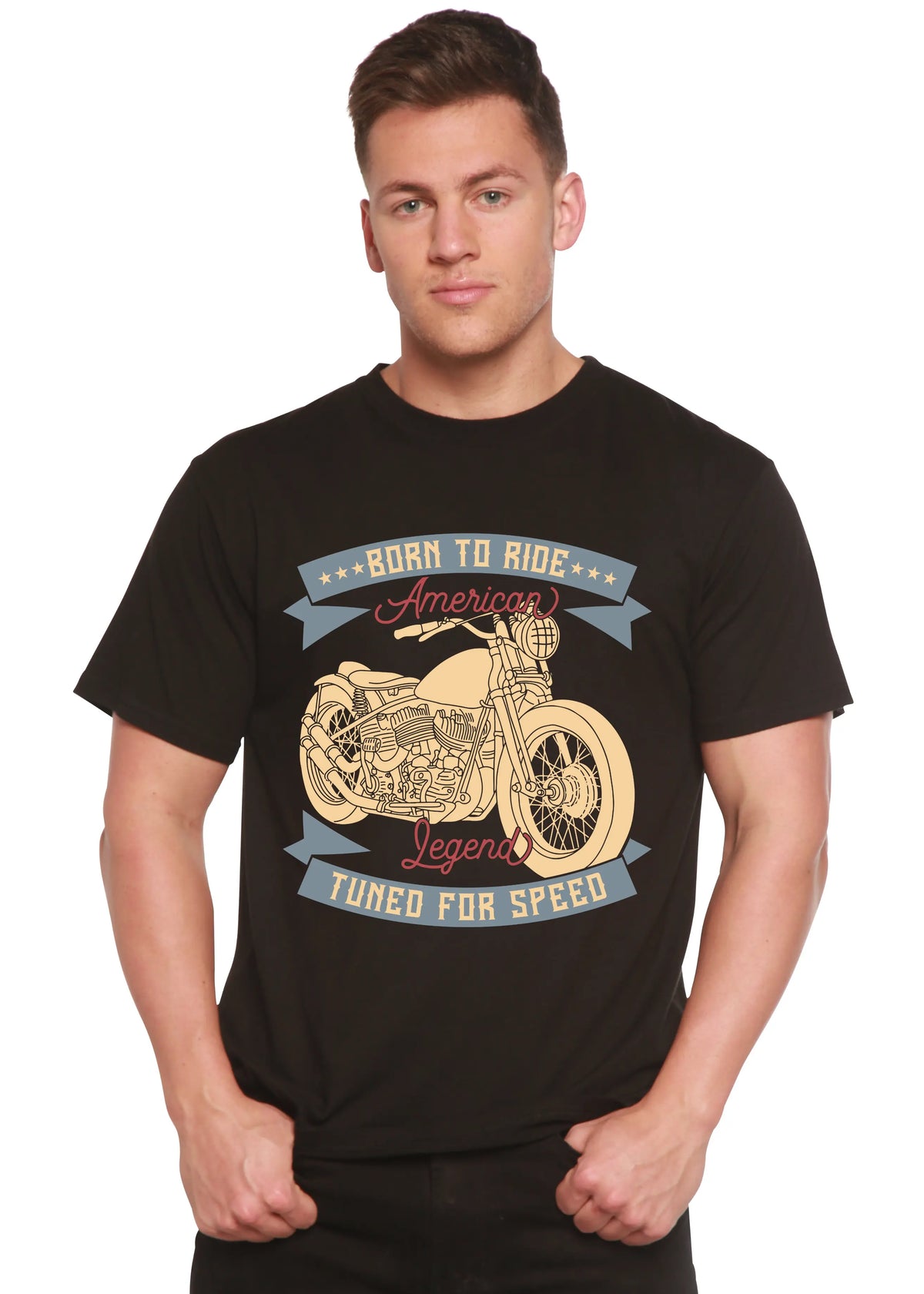 Born To Ride American Legend Men's Bamboo Viscose/Organic Cotton Short Sleeve Graphic T-Shirt Spun Bamboo