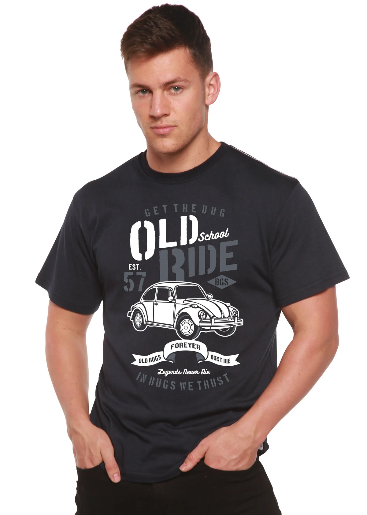 Old School Ride Spun Bamboo® Men's Bamboo Viscose/Organic Cotton Short Sleeve Graphic T-Shirt Spun Bamboo