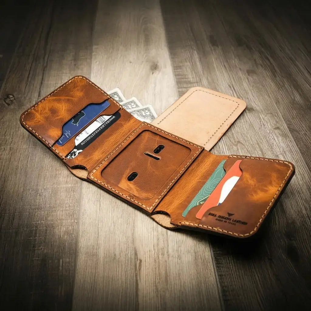 Badge Trifold Wallet Bull Sheath Leather