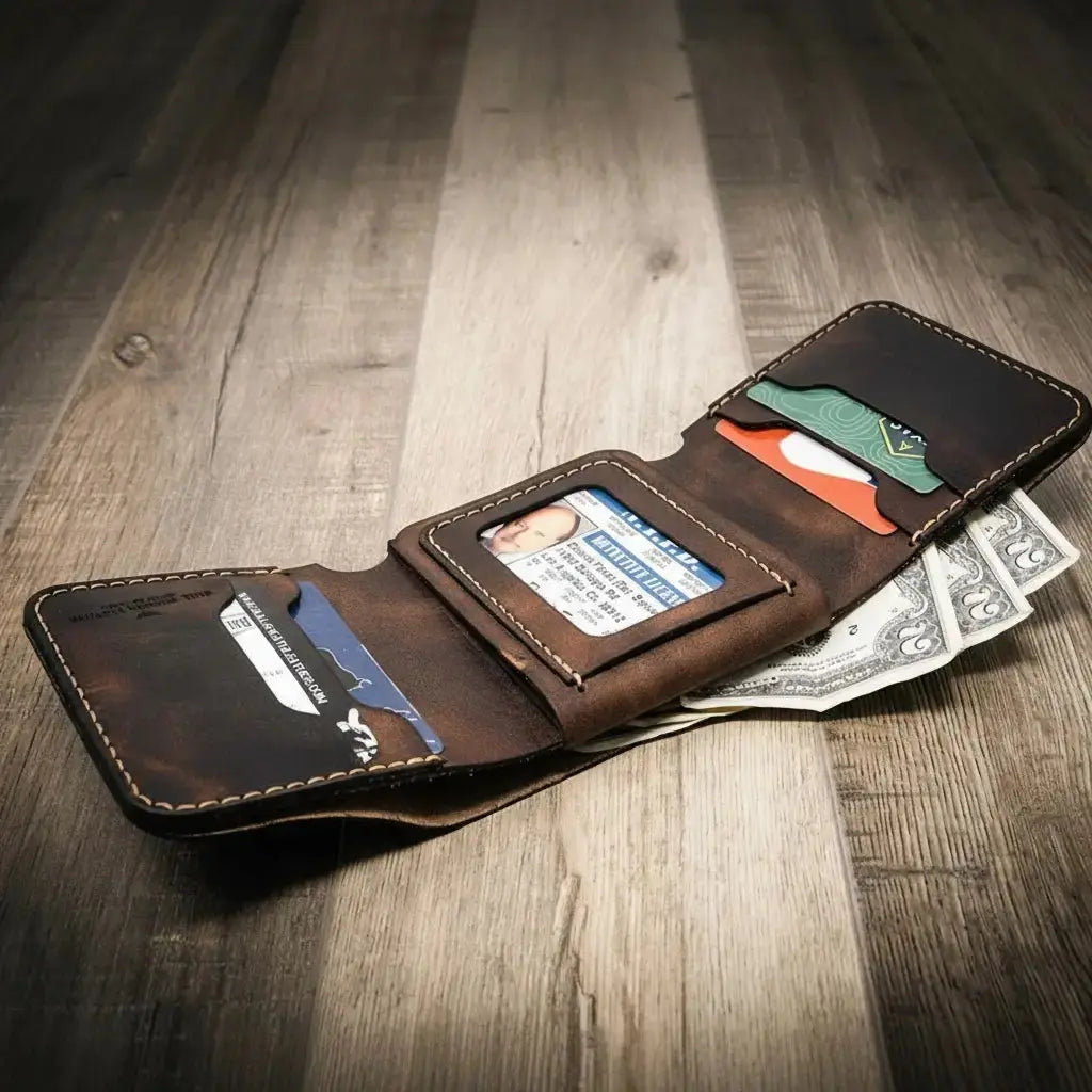 Badge Trifold Wallet Bull Sheath Leather