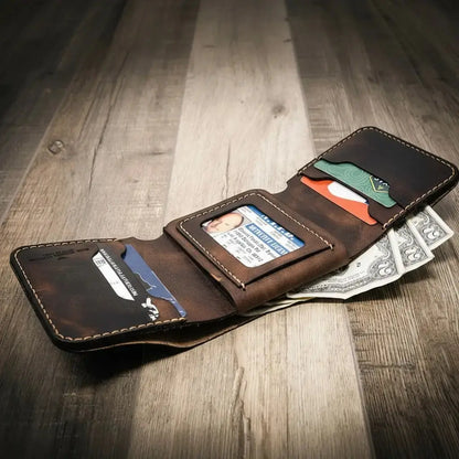 Badge Trifold Wallet Bull Sheath Leather