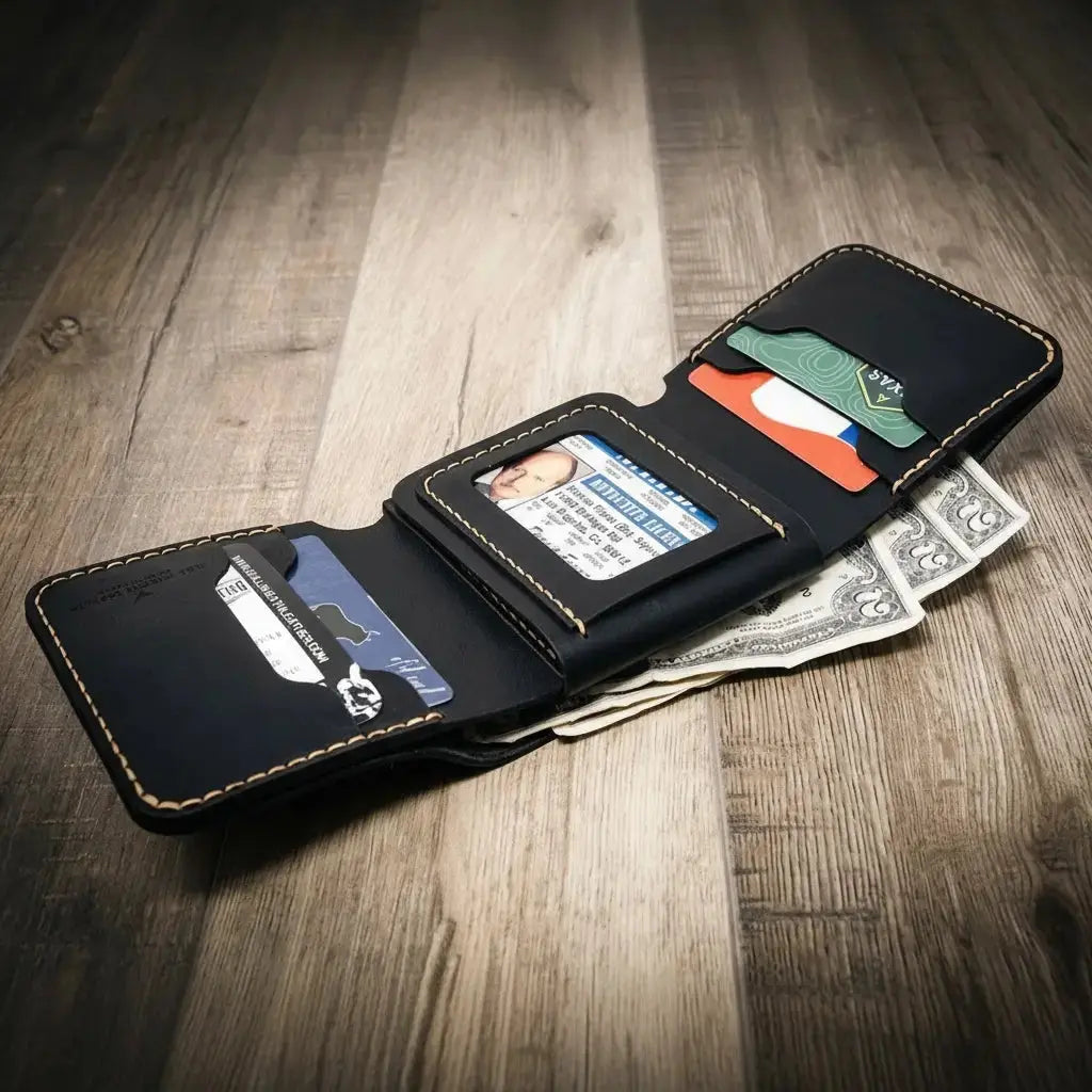 Badge Trifold Wallet Bull Sheath Leather