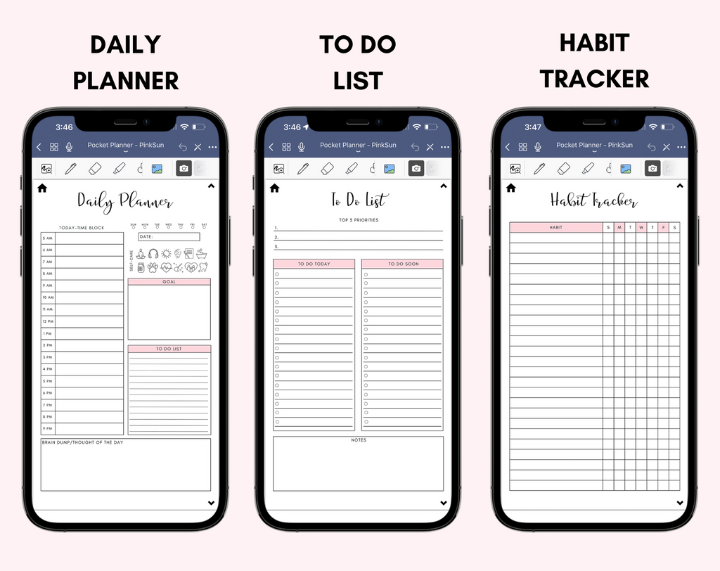 Digital Phone Planner Pink Jessica Autumn