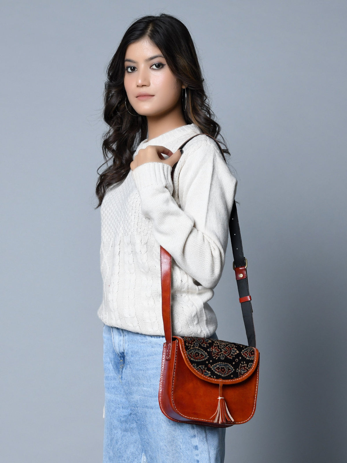 Astounding Ajrakh Ethnic Satchel Classy Leather Bags