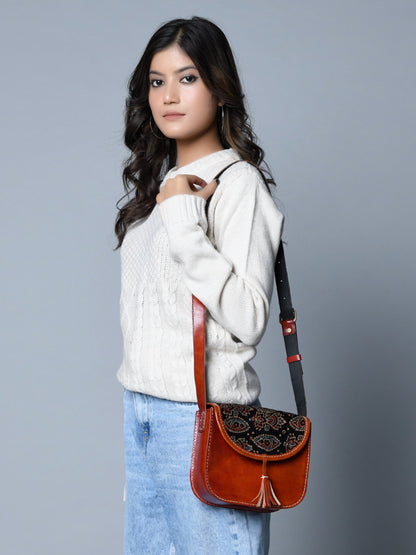 Astounding Ajrakh Ethnic Satchel Classy Leather Bags