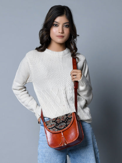 Astounding Ajrakh Ethnic Satchel Classy Leather Bags