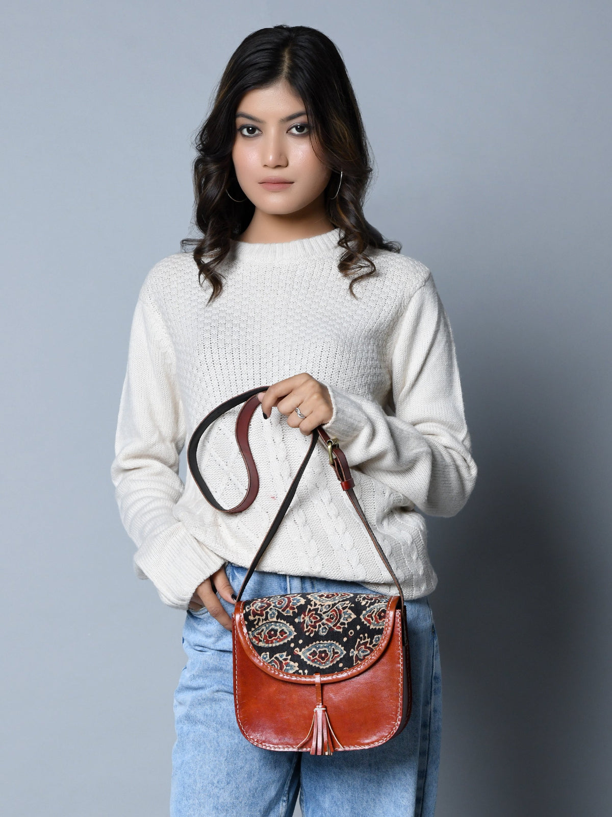 Astounding Ajrakh Ethnic Satchel Classy Leather Bags