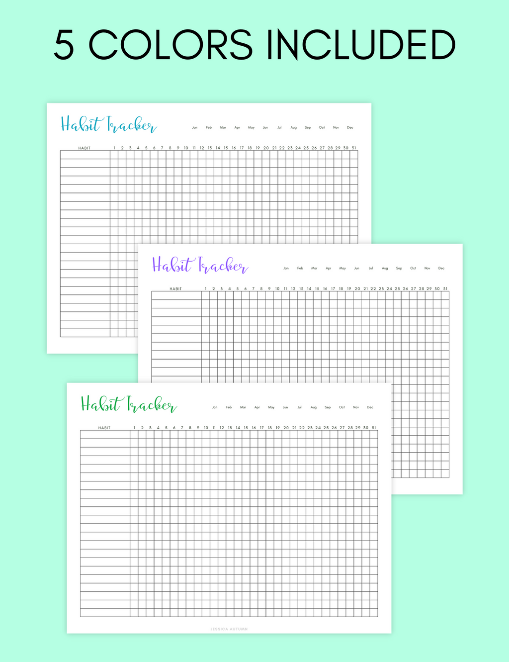 Monthly Habit Tracker Jessica Autumn