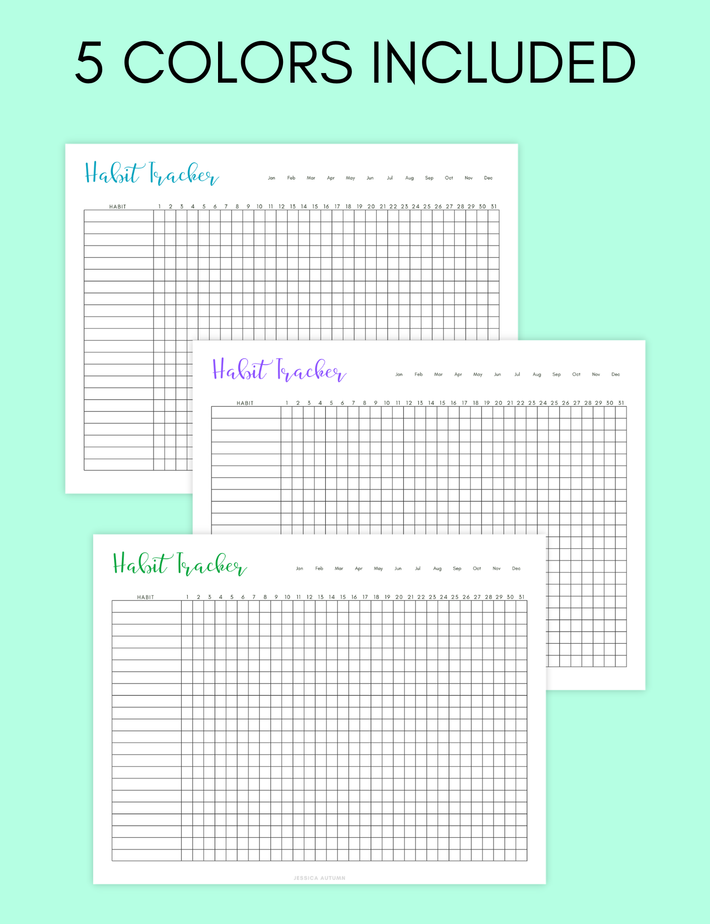 Monthly Habit Tracker Jessica Autumn